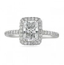 radiant cut 1 carat diamond halo ring with cushion halo