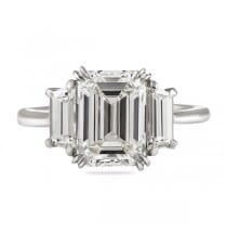 3.02ct Emerald Cut Diamond Three-Stone Engagement Ring flat