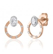 Studded Open Oval Diamond Earrings