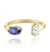 Marquise Diamond and Sapphire Cuff Ring
