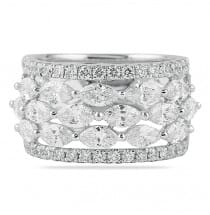 marquise and round diamond wedding band ring