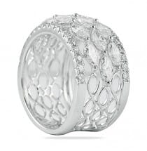 marquise and round diamond wedding band ring
