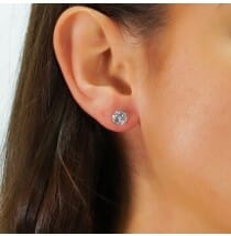7.5 MM Round Moissanite White Gold Stud Earrings