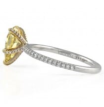 1.62 Carat Fancy Orangey Yellow Pear Shape Diamond Ring pave diamond white gold band