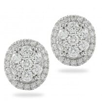 oval shape diamond cluster earrings