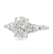 2.55ct Oval Diamond Three-Stone With Pave Engagement Ring
