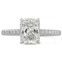 1.5 carat Radiant Cut Diamond Double Signature Wrap Engagement Ring front view white gold