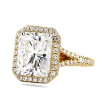 Radiant Cut Moissanite Yellow Gold Halo Engagement Ring top
