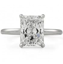 2.5 carat Radiant Cut Diamond Solitaire Engagement Ring flat