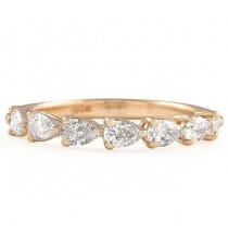 East-West Pear Shape Diamond Wedding Band front view