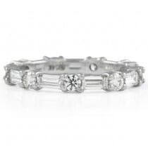 round and baguette diamond alternating band