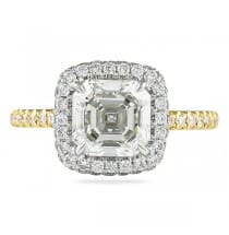 1.70ct Asscher Cut Diamond Two-Tone Halo Engagement Ring top