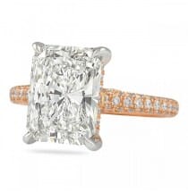 4 carat radiant cut diamond rose gold ring