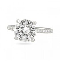 Round Moissanite Pave Prong Engagement Ring