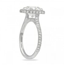 ROUND MOISSANITE HALO RING WITH TWO ROW PAVE BAND