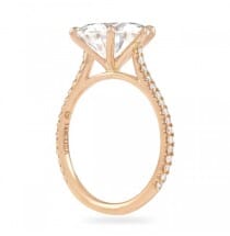 round moissanite rose gold six prong engagement ring