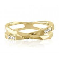 Gold and Diamond Cross Over Ring
