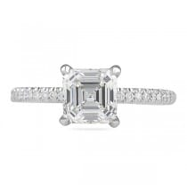 1.52ct Asscher Cut Diamond Platinum Engagement Ring flat