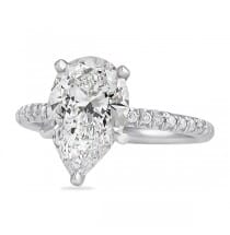 2.51ct Pear Shape Diamond Pave Engagement Ring flat