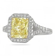 2.20ct Yellow Radiant Cut Diamond Halo Engagement Ring flat