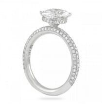 oval diamond with three row band engagement ring