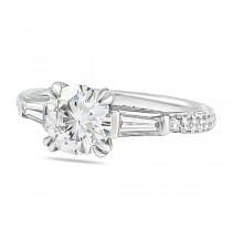 Round Moissanite Three-Stone Pave Engagement Ring top