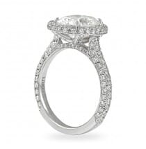 Oval Moissanite Halo with Three-Row Band Ring flat