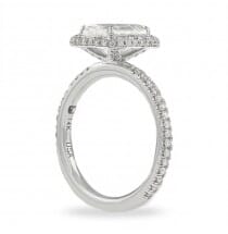 Emerald Cut Moissanite Rounded Edge Halo Ring flat lay