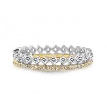 Two-Row Compass and Pave Set Diamond Eternity Band yellow gold