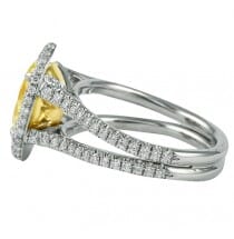 OVAL YELLOW DIAMOND HALO ENGAGEMENT RING WITH SPLIT BAND