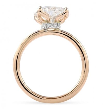 3.54 carat Radiant Cut Lab Diamond Lotus Rose Gold Ring side