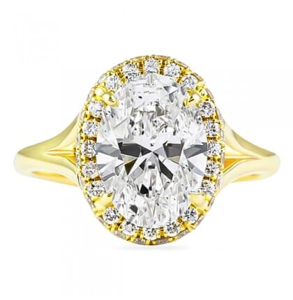2.50 Carat Oval Diamond Yellow Gold Engagement Ring flat