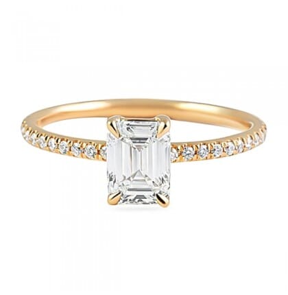 1.10 carat Emerald Cut Rose Gold Engagement Ring flat