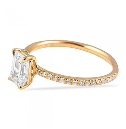 1.10 carat Emerald Cut Rose Gold Engagement Ring flat