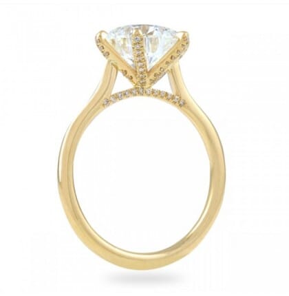 3 carat Round Diamond Yellow Gold Solitaire Six-Prong Ring flat