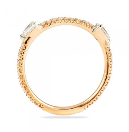 Twin Pear Diamond Rose Gold Super Stackable Ring flat