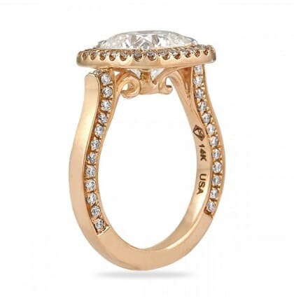 Moissanite Cushion Cut Rose Gold Engagement Ring