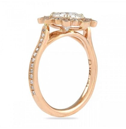 vintage style rose gold halo engagement ring