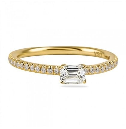 .30 ct Emerald Cut Yellow Gold Super Stackable Ring flat