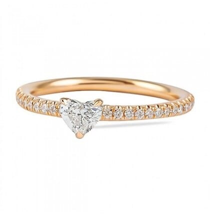 .30 ct Heart Shape Diamond Rose Gold Super Stackable Ring flat