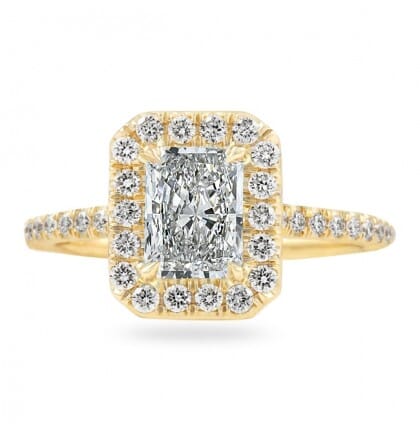 .80 ct Radiant Cut Diamond Yellow Gold Halo Ring front