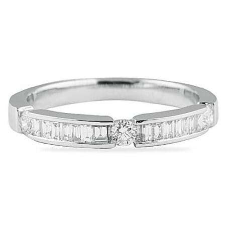 .50 CT ROUND AND BAGUETTE DIAMOND WHITE GOLD WEDDING BAND 