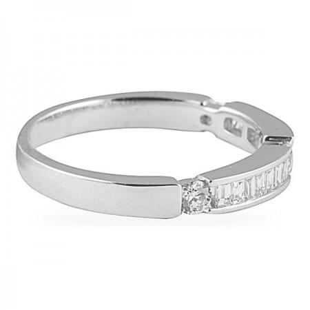 .50 CT ROUND AND BAGUETTE DIAMOND WHITE GOLD WEDDING BAND 