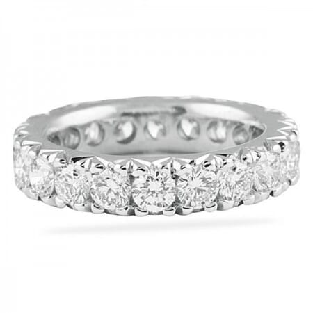 3.80 Carat Thicker Diamond Fishtail Pave Eternity Band front view
