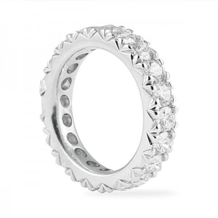 3.80 Carat Thicker Diamond Fishtail Pave Eternity Band front view