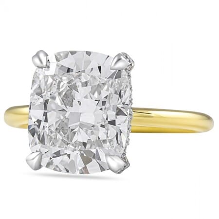 4.70ct Cushion Cut Lab Diamond Two-Tone Solitaire Ring flat