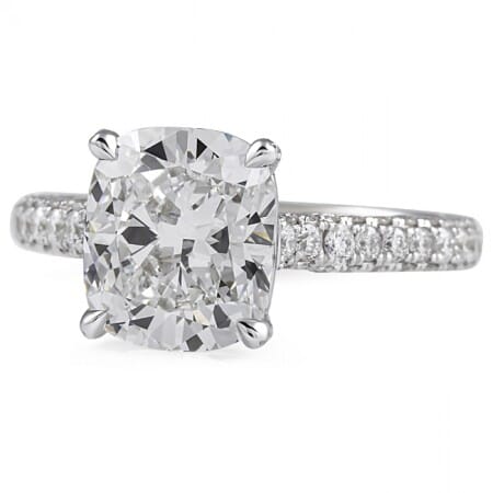 3.01ct Cushion Lab Diamond Three-Row Engagement Ring flat