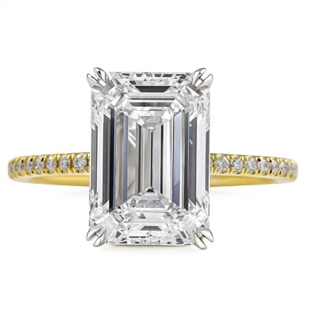 4.06 carat Emerald Cut Lab Diamond Signature Wrap Ring flat