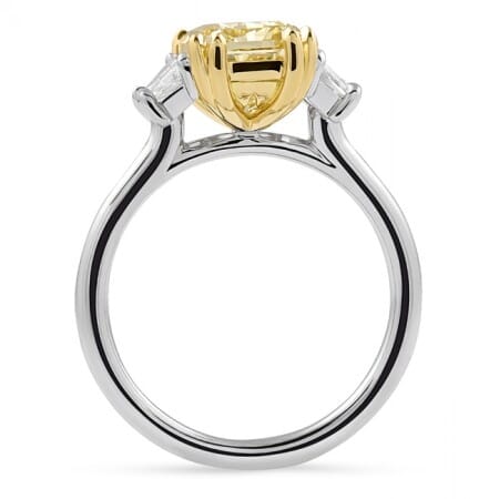 2.57ct Yellow Diamond Three-Stone Radiant Cut Ring top