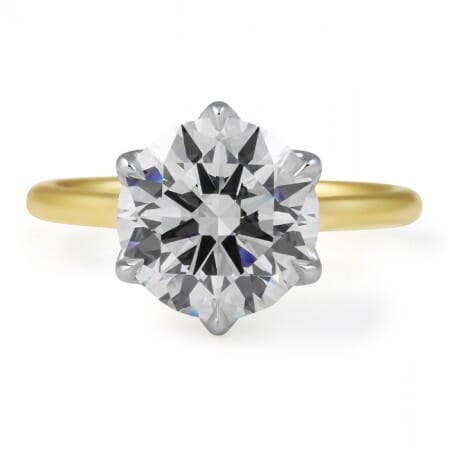 3.50 carat Round Lab Diamond Two-Tone Lotus Ring